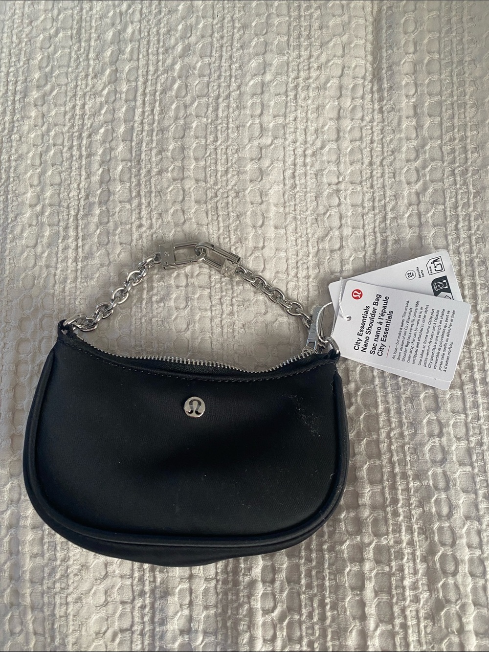 lululemon athletica Black Mini Bag with Silver Chain Handle